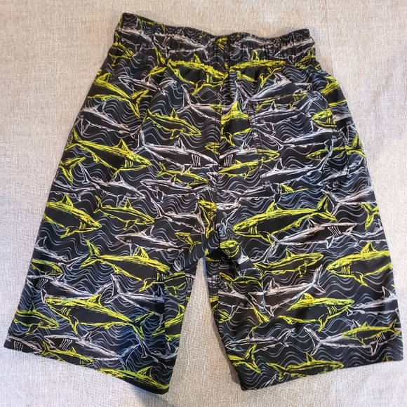 Speedo Boys Swim Trunk Board Short Black Shark  Size M 10 12 - Picture 2 of 7